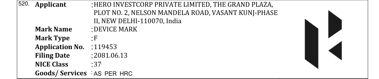 Original bulletin entry for DEVICE MARK