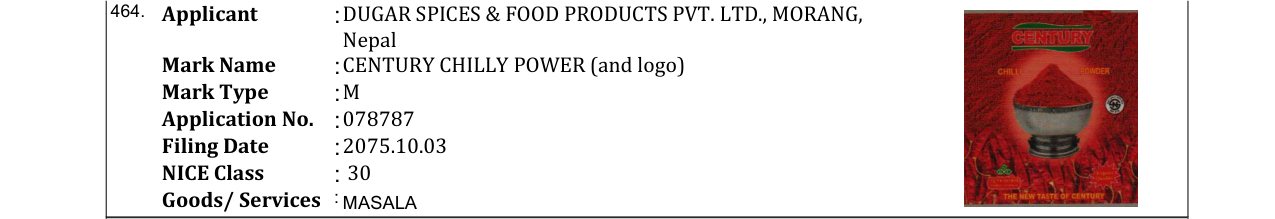Original bulletin entry for CENTURY TURMERIC POWER (and logo)