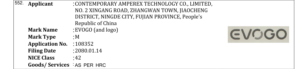 Original bulletin entry for EVOGO (and logo)