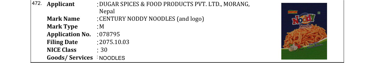 Original bulletin entry for DUGAR'S POTATO CRACKER (and logo)