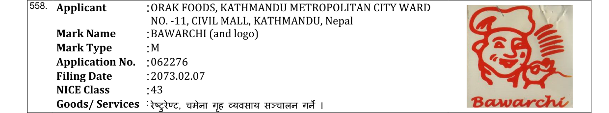 Original bulletin entry for BAWARCHI (and logo)