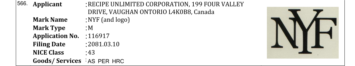Original bulletin entry for NYF (and logo)