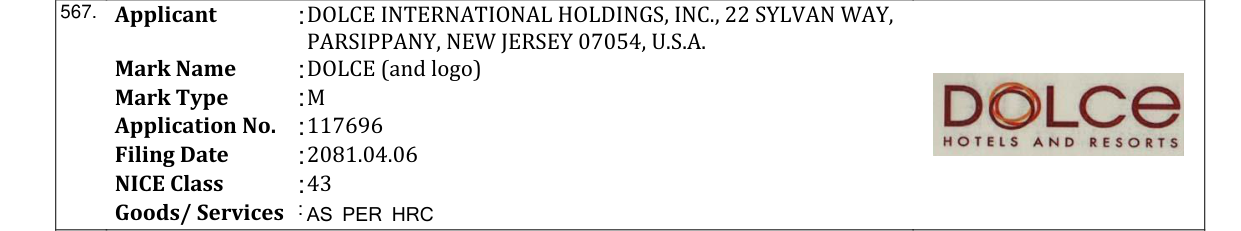 Original bulletin entry for DOLCE (and logo)