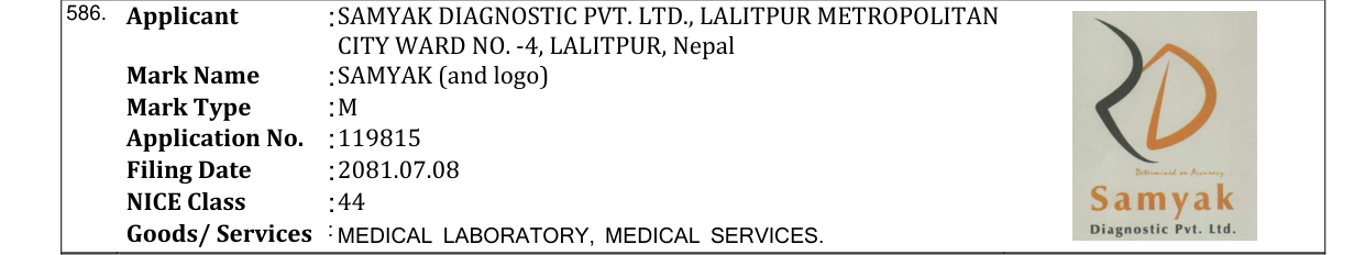 Original bulletin entry for SAMYAK (and logo)