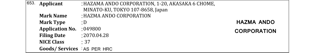Original bulletin entry for DEVICE MARK (and logo)