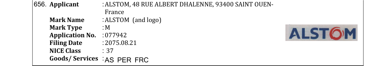 Original bulletin entry for DEVICE MARK (and logo)