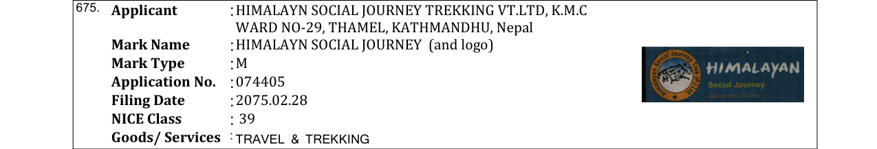 Original bulletin entry for NATARAJ TOURS & TRAVEL (and logo)