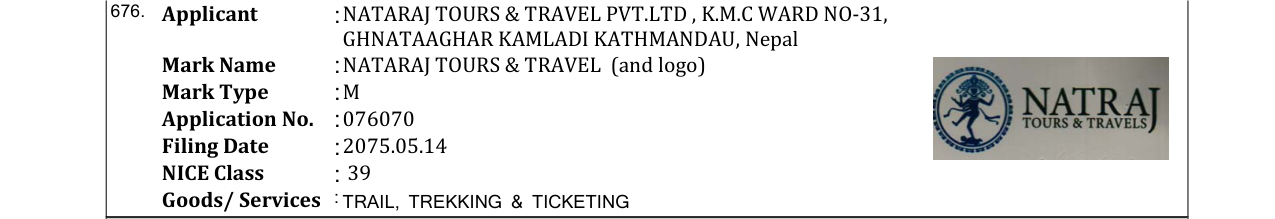 Original bulletin entry for LUMLE HOLIDAYS (and logo)
