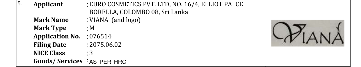 Original bulletin entry for VIANA (and logo)