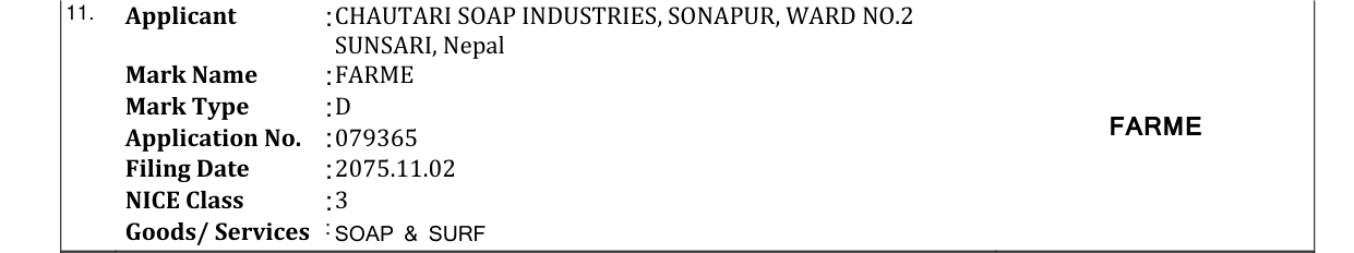 Original bulletin entry for FARME