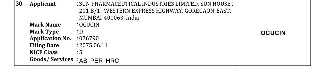 Original bulletin entry for OCUCIN