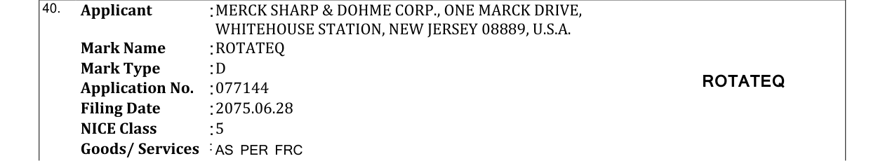Original bulletin entry for ROTATEQ