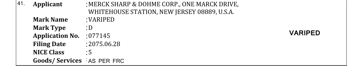 Original bulletin entry for VARIPED