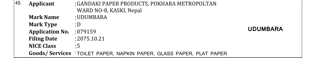 Original bulletin entry for UDUMBARA