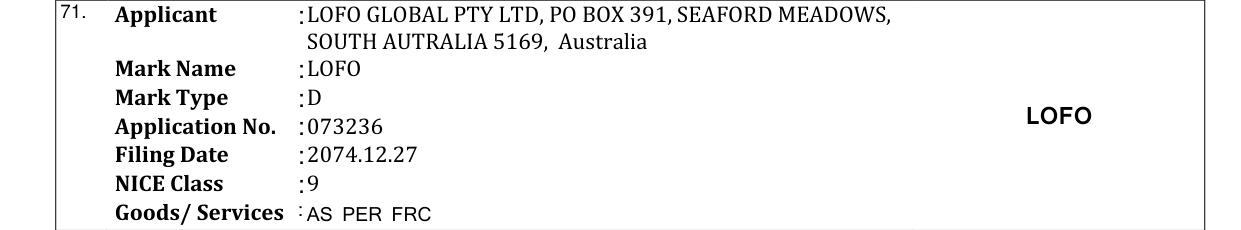 Original bulletin entry for LOFO