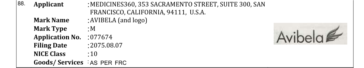 Original bulletin entry for AVIBELA (and logo)