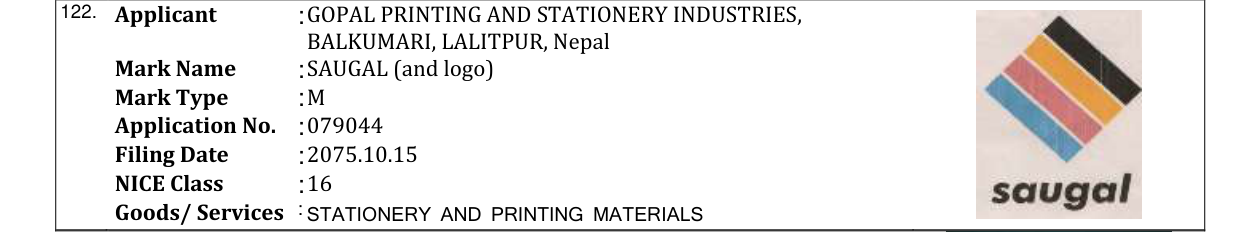 Original bulletin entry for SAUGAL (and logo)
