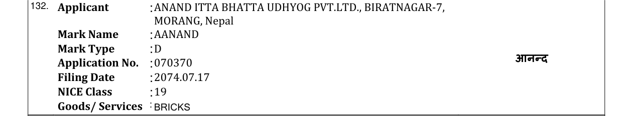 Original bulletin entry for AANAND