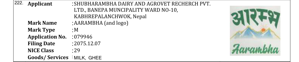 Original bulletin entry for AARAMBHA (and logo)