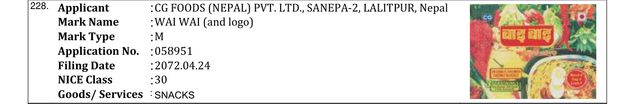 Original bulletin entry for WAI WAI (and logo)