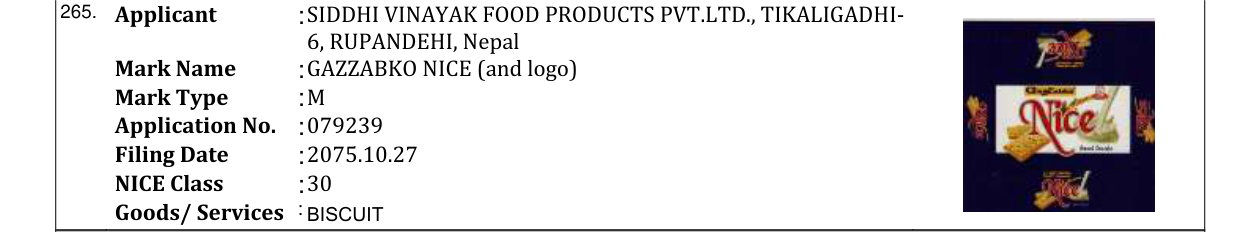 Original bulletin entry for GAZZABKO NICE (and logo)