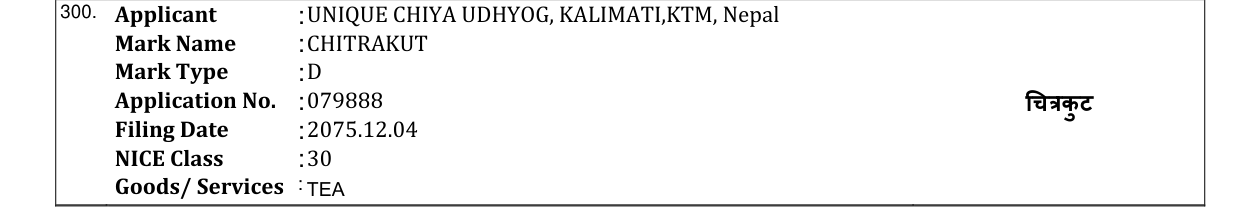 Original bulletin entry for CHITRAKUT