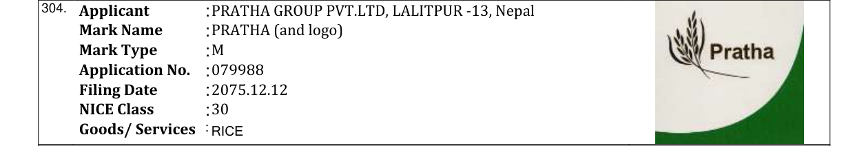Original bulletin entry for PRATHA (and logo)