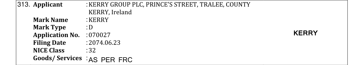 Original bulletin entry for KERRY