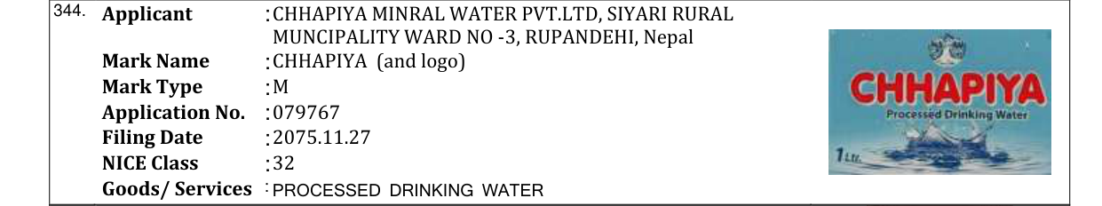 Original bulletin entry for CHHAPIYA (and logo)