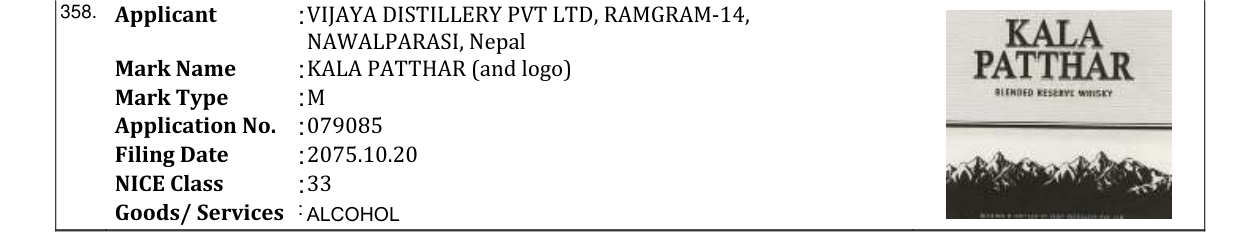 Original bulletin entry for KALA PATTHAR (and logo)