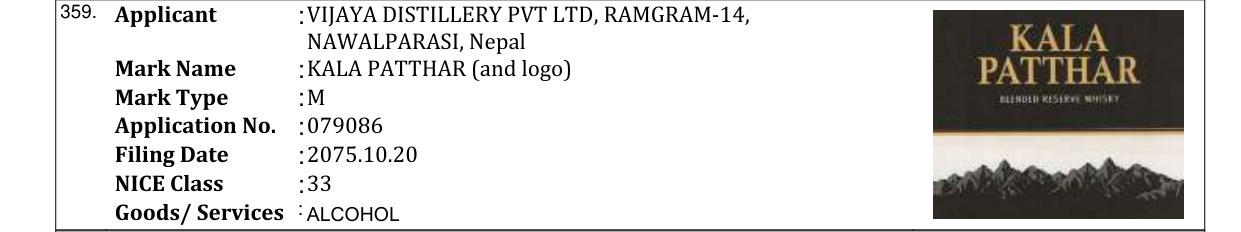Original bulletin entry for KALA PATTHAR (and logo)