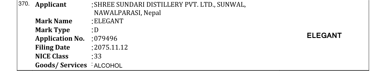 Original bulletin entry for ELEGANT