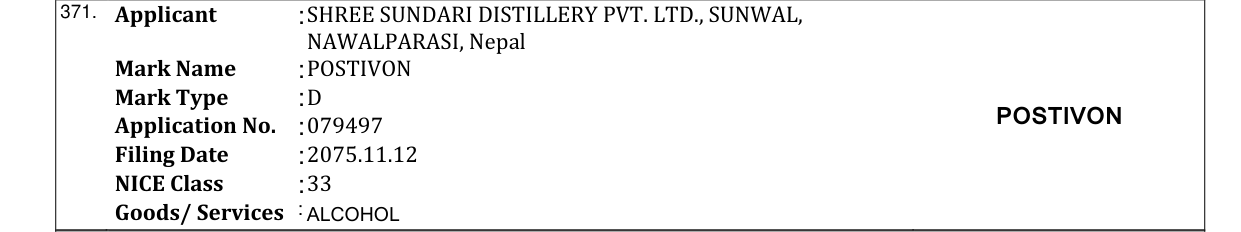 Original bulletin entry for POSTIVON