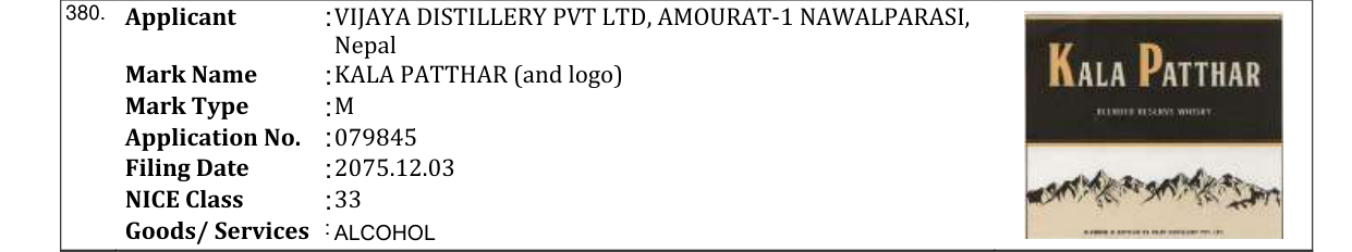 Original bulletin entry for KALA PATTHAR (and logo)
