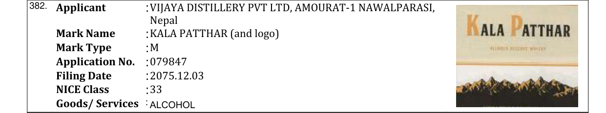 Original bulletin entry for KALA PATTHAR (and logo)