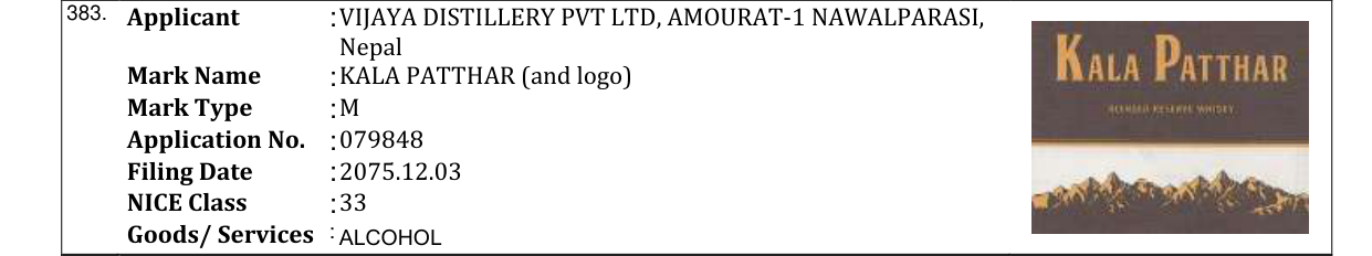 Original bulletin entry for KALA PATTHAR (and logo)