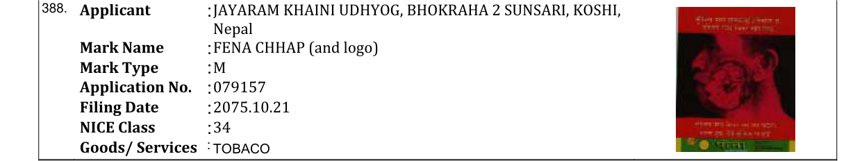 Original bulletin entry for FENA CHHAP (and logo)