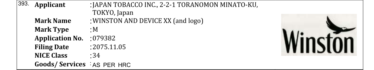 Original bulletin entry for WINSTON AND DEVICE XX (and logo)