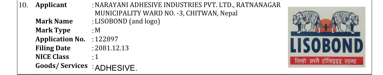 Original bulletin entry for LISOBOND (and logo)