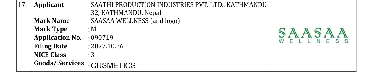 Original bulletin entry for SAASAA WELLNESS (and logo)