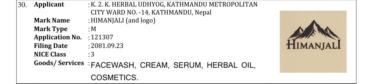 Original bulletin entry for HIMANJALI (and logo)