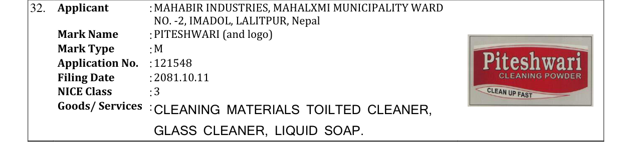 Original bulletin entry for PITESHWARI (and logo)
