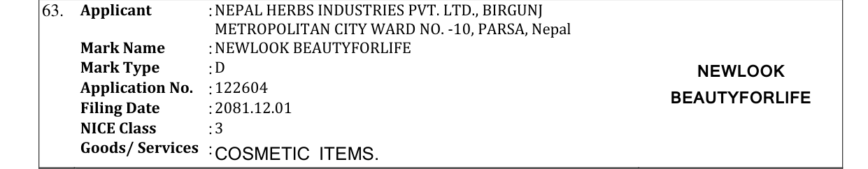Original bulletin entry for NEWLOOK BEAUTYFORLIFE