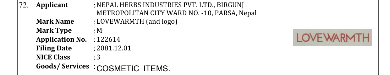 Original bulletin entry for LOVEWARMTH (and logo)