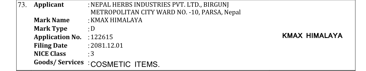 Original bulletin entry for KMAX HIMALAYA