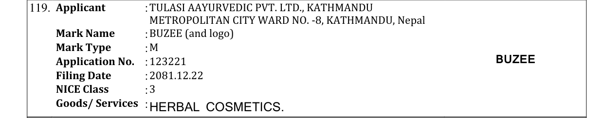 Original bulletin entry for BUZEE (and logo)