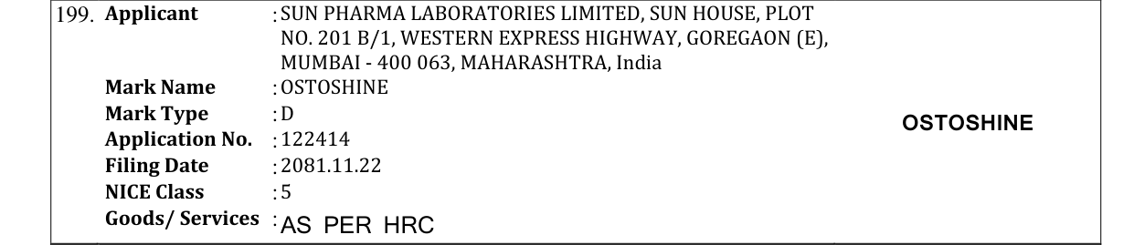 Original bulletin entry for OSTOSHINE