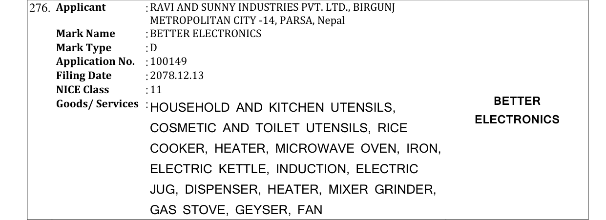 Original bulletin entry for BETTER ELECTRONICS
