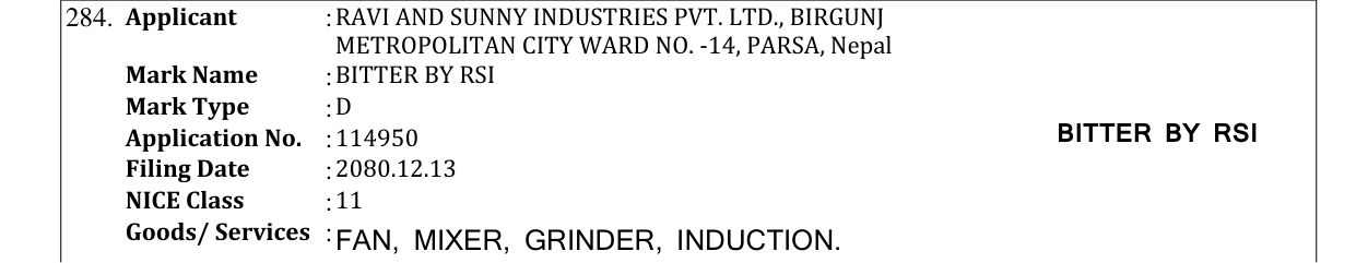 Original bulletin entry for BITTER BY RSI