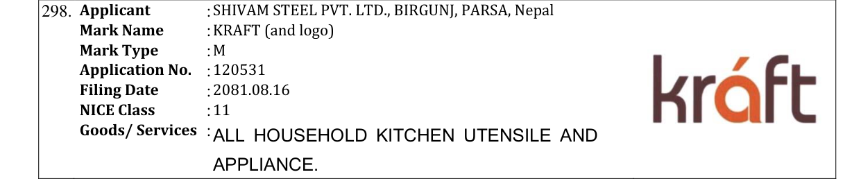 Original bulletin entry for KRAFT (and logo)